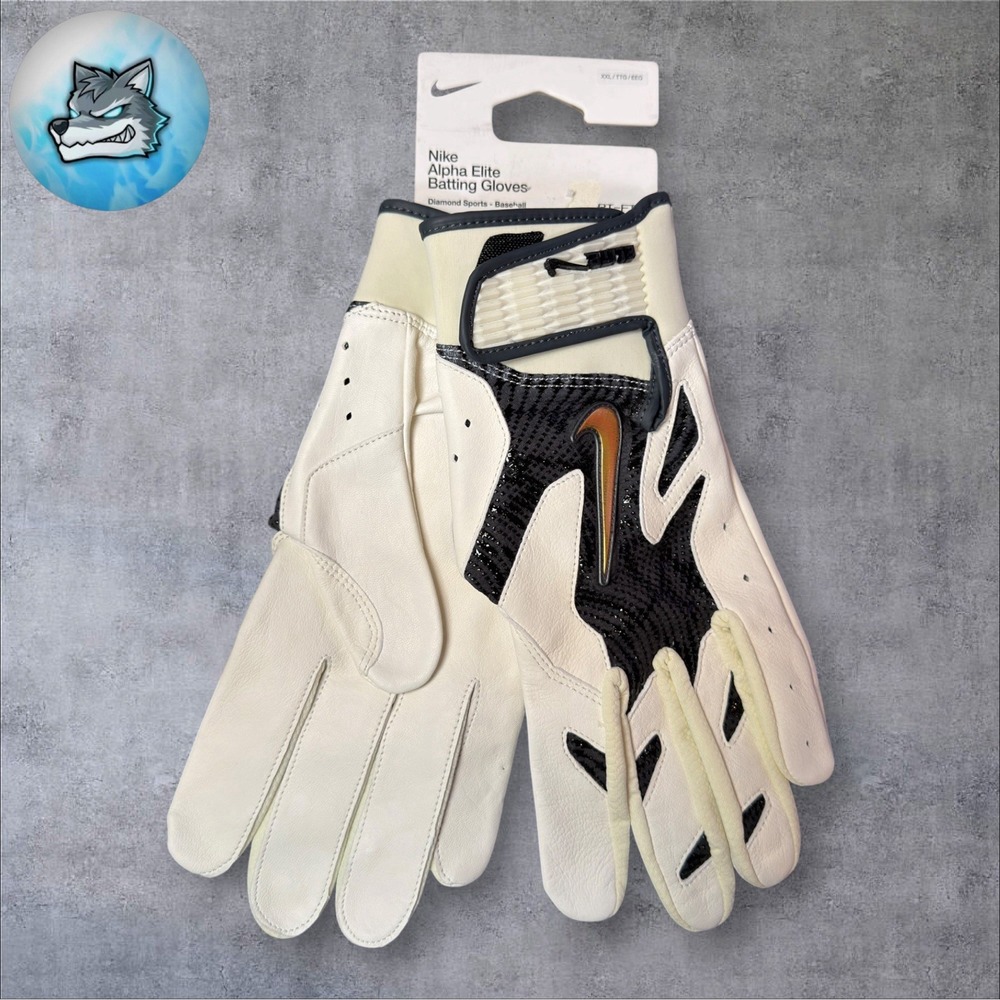 Nike Alpha Elite Diamond Batting Gloves Grey White Gold Men's 2XL IO4780-044